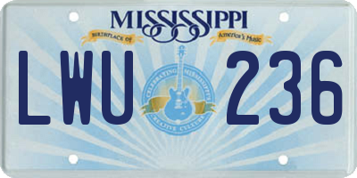 MS license plate LWU236