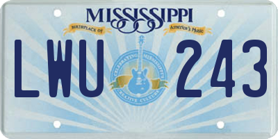 MS license plate LWU243