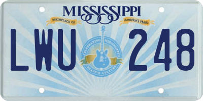 MS license plate LWU248