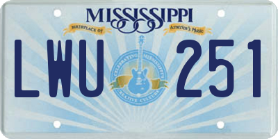 MS license plate LWU251