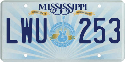 MS license plate LWU253