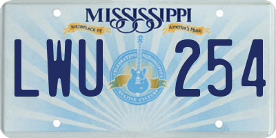 MS license plate LWU254