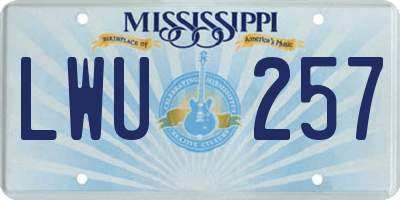 MS license plate LWU257