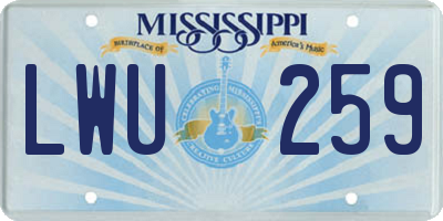 MS license plate LWU259