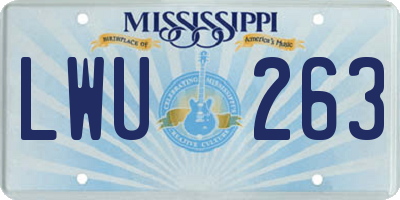 MS license plate LWU263