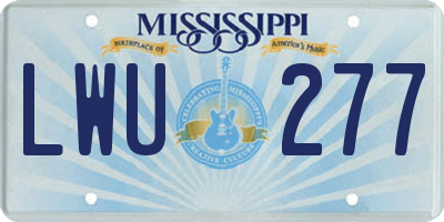 MS license plate LWU277