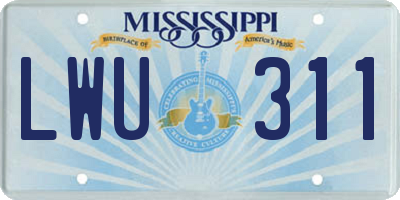 MS license plate LWU311