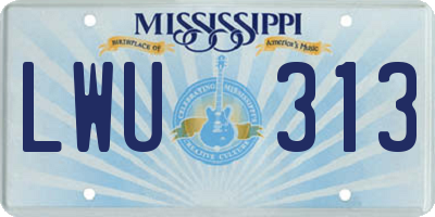 MS license plate LWU313