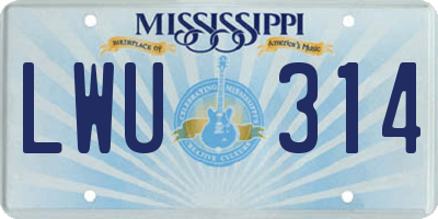 MS license plate LWU314