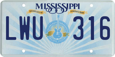 MS license plate LWU316
