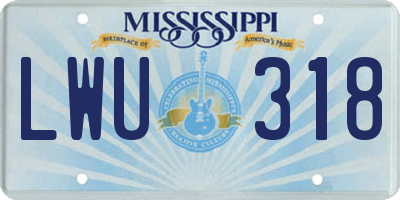 MS license plate LWU318
