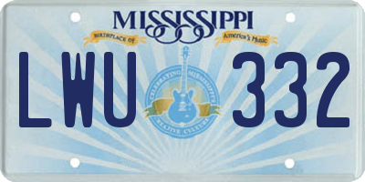 MS license plate LWU332