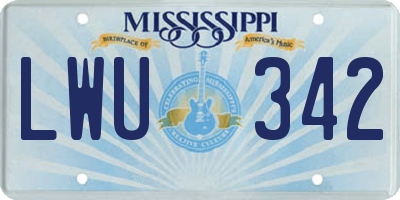 MS license plate LWU342