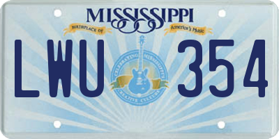 MS license plate LWU354