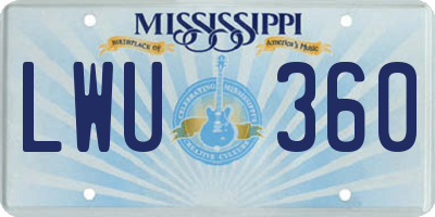 MS license plate LWU360