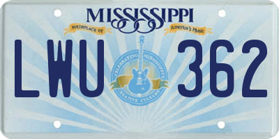 MS license plate LWU362