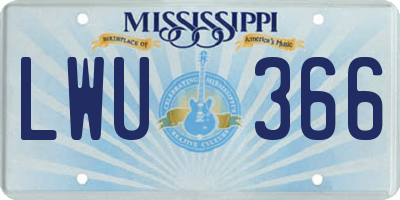 MS license plate LWU366