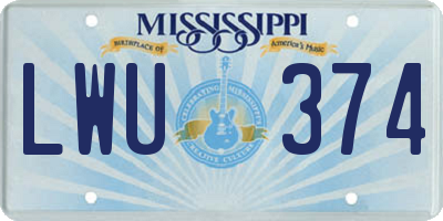 MS license plate LWU374