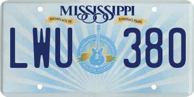 MS license plate LWU380