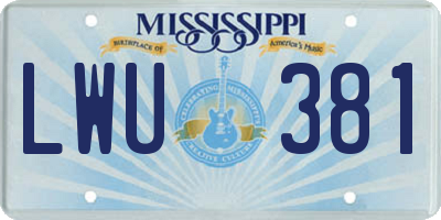 MS license plate LWU381