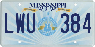 MS license plate LWU384