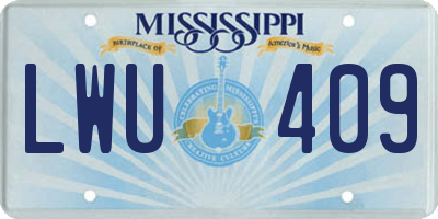 MS license plate LWU409