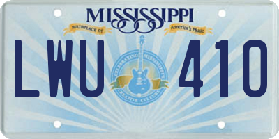 MS license plate LWU410