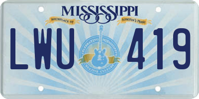 MS license plate LWU419
