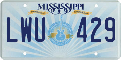 MS license plate LWU429