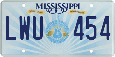 MS license plate LWU454