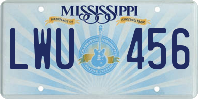 MS license plate LWU456