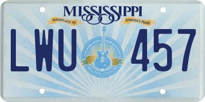MS license plate LWU457