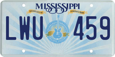 MS license plate LWU459