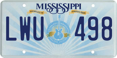 MS license plate LWU498