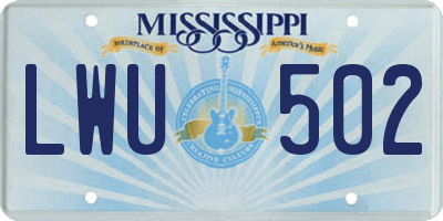 MS license plate LWU502