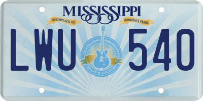MS license plate LWU540