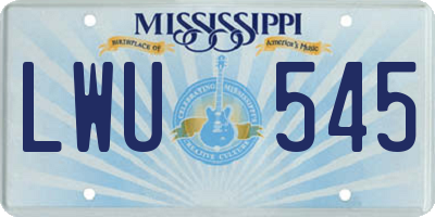 MS license plate LWU545