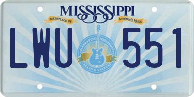 MS license plate LWU551