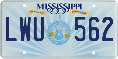 MS license plate LWU562