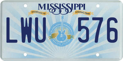 MS license plate LWU576