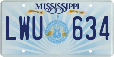 MS license plate LWU634