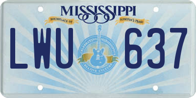 MS license plate LWU637