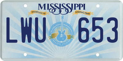 MS license plate LWU653