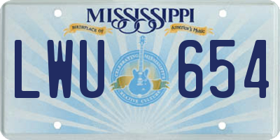 MS license plate LWU654