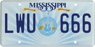MS license plate LWU666