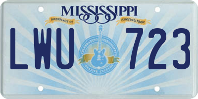 MS license plate LWU723
