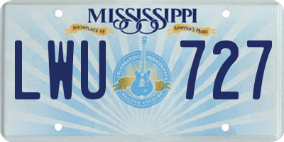 MS license plate LWU727