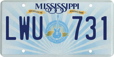 MS license plate LWU731