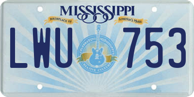 MS license plate LWU753