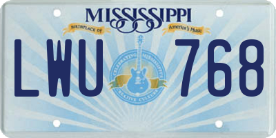 MS license plate LWU768